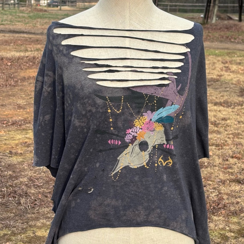 One of a Kind Ripped Distressed Southwestern TShirt!